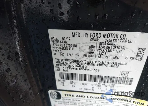 2013 Ford F-150 Xlt z USA, uszkodzony, nr VIN 1FTFW1ET0DFA03565